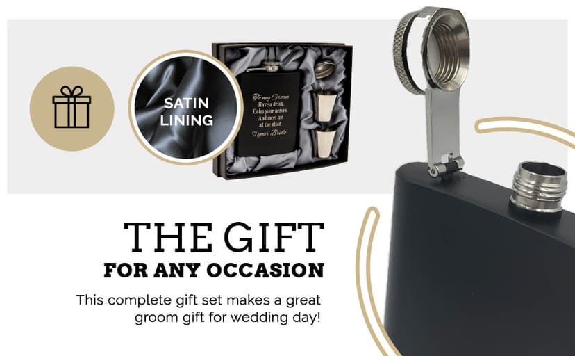 Groom Gifts from Bride on Wedding Day, Gifts for Groom to be, Fiance Gifts for Him, Bride and Groom Flask, Groom Gift, Groom Engagement, Wedding Gift for Husband, Future Husband Gifts, Hip Flask (GB)