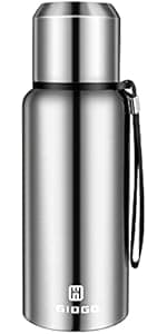 Vacuum Insulated Bottles with Cup 800ml/27oz Stainless Steel Hot Thermo Bottles for Cold and Hot Drinks Water Coffee Thermo with Cup (DarkGreen,800ml)