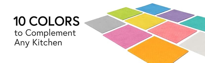 Swedish Wholesale Dishcloths, Cellulose Sponge Cloths – Bulk 10 Pack of Eco-Friendly, No Odor, Reusable Cleaning Cloths for Kitchen – Absorbent Dish Cloth Hand Towel – Assorted