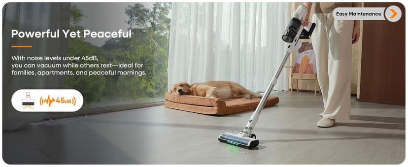 ElecKeys Cordless Vacuum Cleaner, 580W 48KPA 65Mins Vacuum Cleaners for Home, Self-Standing Anti-Tangle Vacuum with LED Display, Rechargeable, Lightweight, Cordless Vacuum for Floors/Pet Hair/Carpets
