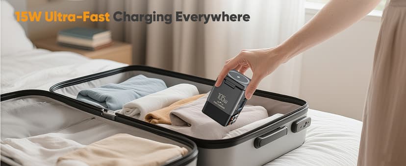 6-in-1 Charging Station,105W GaN Retractable Charger with Magnetic Pad – MagSafe Compatible, USB-C Fast Charging for iPhone, AirPods, MacBook, Apple Watch, and Other Phones, Tablets, Laptops