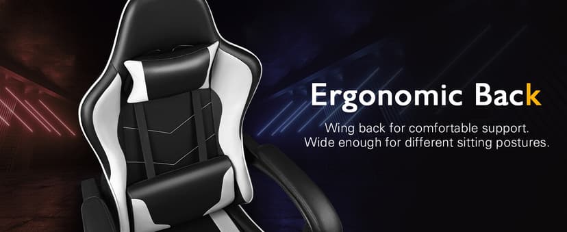 Homall Gaming Chair, Video Game Chair with Footrest and Massage Lumbar Support, Ergonomic Computer Chair Height Adjustable with Swivel Seat and Headrest (White)