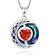 LIANYU Necklace for Womens Blue Sapphire Necklace Moon Pendant S925 Sterling Silver Crystal Jewelry for Women Pendant Birthday Gifts for Wife Gifts Valentine Anniversary