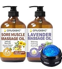 Massage Oil for Massage Therapy,Lymphatic Drainage-Ginger Oil Sore Muscle Arnica Oil &Lavender Oil Relaxing Massage Oils for Date Night,Massage Ball,Fathers Day Gift for Husband,Men, Gifts for Him Her
