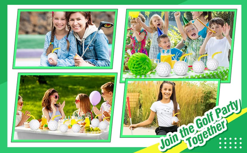 Golf Ball Cups with Lid and Straw 14 oz Plastic Golf Party Favors Shaped Decorations for Party Supplies for Kids Drinking Themed Parties(24 Pieces)