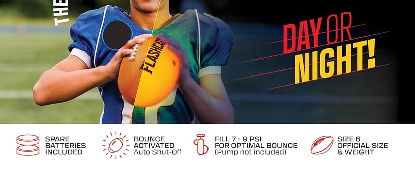 Light Up Football - Glow in the Dark Ball - NO 6 - Boys Gifts - Outdoor Sports, Birthday Gifts for Boys 8-15+ Year Old - Kids Teenage Youth Gift Ideas - Boy Toys Stuff Ages 8 9 10 11 12 13 14 15