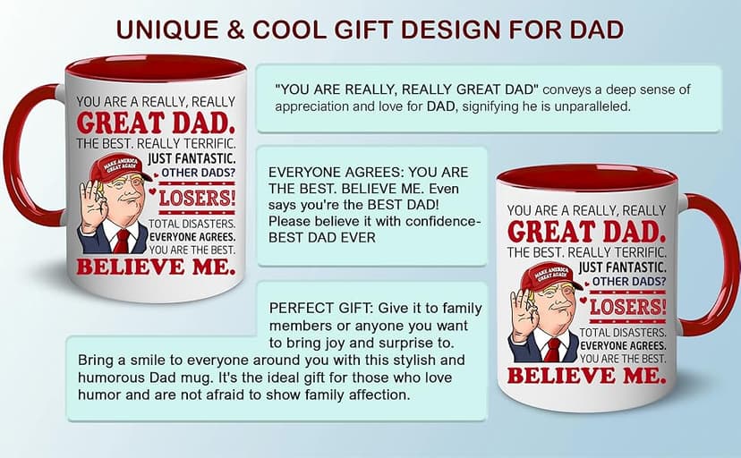 BECHUSKY Dad Gifts - Happy Birthday Dads - Best Dad Ever Cup - Dads Coffee Mug from Daughter, Son, Child - Fathers Day, Christmas, Birthday Gifts for Fathers, Papa, Daddy - Father Present Ideas