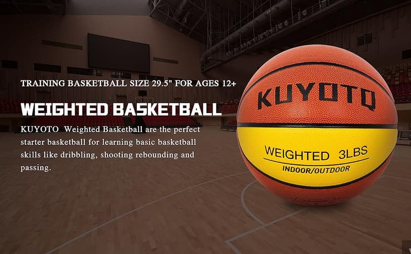 KUYOTQ 3LBS/3.3LBS/2.2LBS/ 29.5/28.5" Weighted Basketball Composite Indoor Outdoor Heavy Trainer Basketball for Improving Ball Handling Dribbling Passing and Rebounding Skill (deflated, Size 7/6)