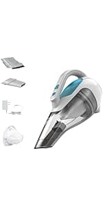 BLACK+DECKER dust buster Handheld Vacuum Cordless, Pet Hair Vacuum, Portable for Home and Car with Pet Brush, Rechargeable, Powerful Suction, Washable Bowl Filter,furbuster AdvancedClean (HHVK515JP07)