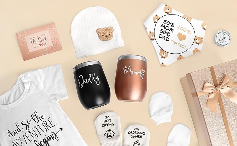 New Mom Gifts for Women, Top Pregnancy Gifts for New Parents Gender Reveal Gifts with Mom and Dad Tumbler Set for First Time Moms, Expecting Parents to Be, Gender Reveal, Baby Shower…