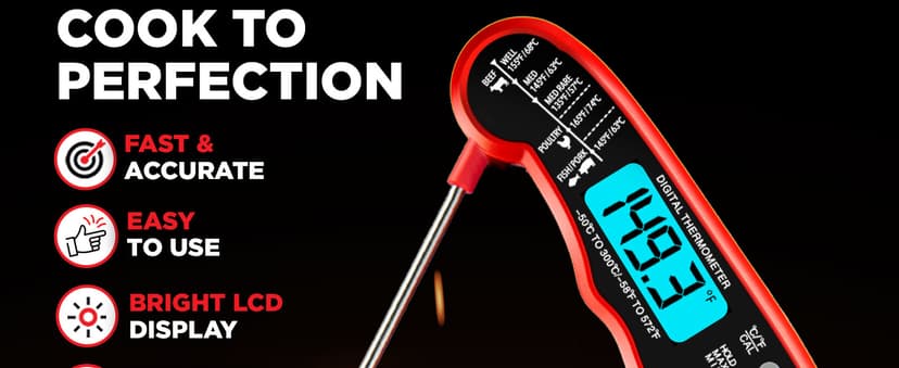 Alpha Grillers Meat Thermometer Digital - Instant Read Food Thermometer for Cooking Grilling Air Fryer Griddle Probe Kitchen Gadgets Essentials BBQ Accessories Grill Gifts for Men Him Dad Birthday