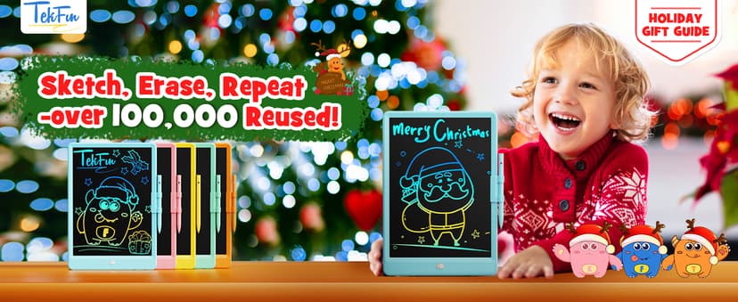 TEKFUN LCD Writing Tablet Doodle Board, 10inch Colorful Drawing Tablet Writing Pad, Kids Travel Essentials, Toddler Toys for 3 4 5 6 7 8 Year Old Girls Boys (Blue)