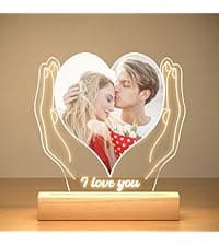 Custom Picture Frames with Photo, Personalized Photo Frame with Night Light, Customized Picture Frame, Personalized Anniversary Birthday Gifts for Women Men Her Him Girlfriend Boyfriend Couple