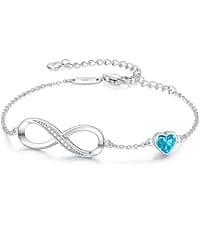 CDE Forever Love Heart Necklaces for Women, Wedding Anniversary, Birthday Mothers Day Gifts for Mom, Mother, Wife, Girlfriend, S925 Silver Jewelry with Birthstone Pendant