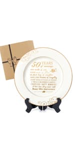 25th Anniversary Plate with Platinum Foil - Silver 25 Year Marriage Anniversary Wedding Gifts for Couple Her Him Husband Wife, 9"