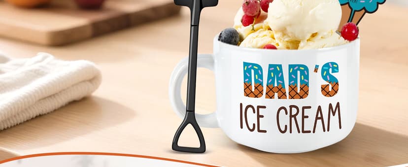 Funny Dad Birthday Gifts from Daughter Son, Novelty Christmas Dads Gift for Daddy Dada Father StepDads, Unique New Dad gifts from Wife, Dad's Ice Cream Bowl Presents Set