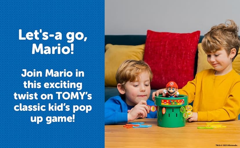 TOMY Pop Up Super Mario Board Game - Family and Preschool Games for Family Game Night - Kids Activities and Super Mario Toys - Girls and Boys Games - 2-4 Players - Ages 4 Years and Up