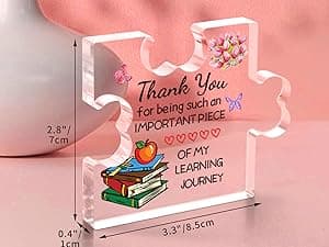 Funnli Teacher Gifts, Back to School Teacher Gifts, Teacher Appreciation Gifts Acrylic Plaque, Thank You Graduation Valentines Day Christmas Gifts for Women Teacher Classmate Study Partner Roommate