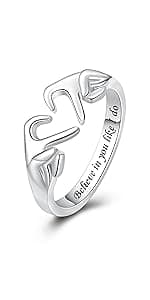 925 Sterling Silver Heart Claddagh Rings for Women Teens, Adjustable White Gold Plated Ring Friendship Promise Love Heart Jewelry Rings Mothers Day Valentines Holiday Gifts for Women Friends