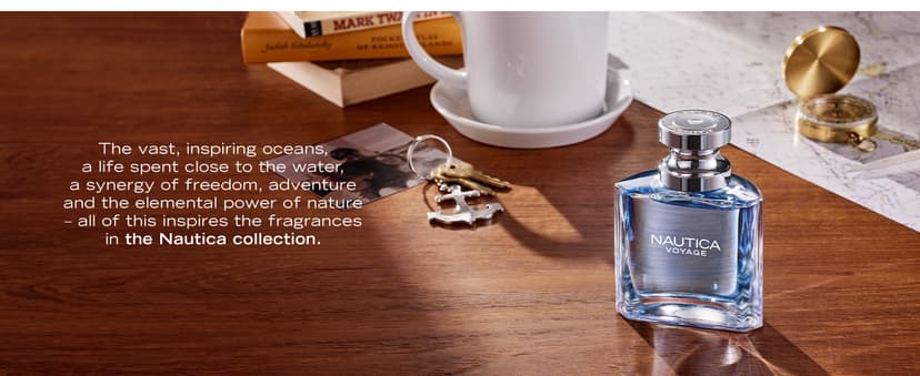 Nautica Voyage Eau De Toilette, Cologne and Fragrance For Men, Fresh, Romantic, Fruity Scent Woody, Aquatic Notes of Apple, Water Lotus, Cedarwood, and Musk Ideal Day Wear, Long Lasting 3.3Fl oz