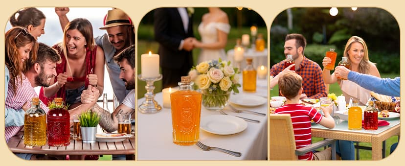 12 Pack 6oz Glass Bottles with Cork Stoppers, 200ml Clear Glass Liquor Bottles with 4 Vintage Patterns, Refillable Whiskey Bottles for Wine, Oil, Vinegar, Kombucha, Wedding Favors