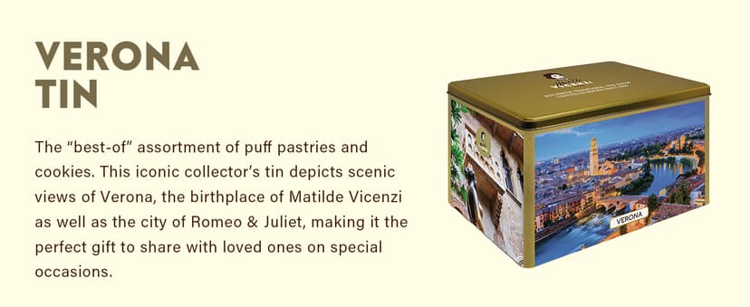 Matilde Vicenzi Roma Cookie Gift Tin - Italian Pastries & Cookies in Individually Wrapped Trays - Bakery Dessert Gifts For Birthdays, Thank You, Get Well and Every Special Occassion - Puff Pastry, Assorted Cookies in Italian Design Gift Tin 32.5oz (920g)
