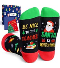 Book Lover Gifts - Funny Reading Teacher Socks for Readers Women Men With Greeting Card
