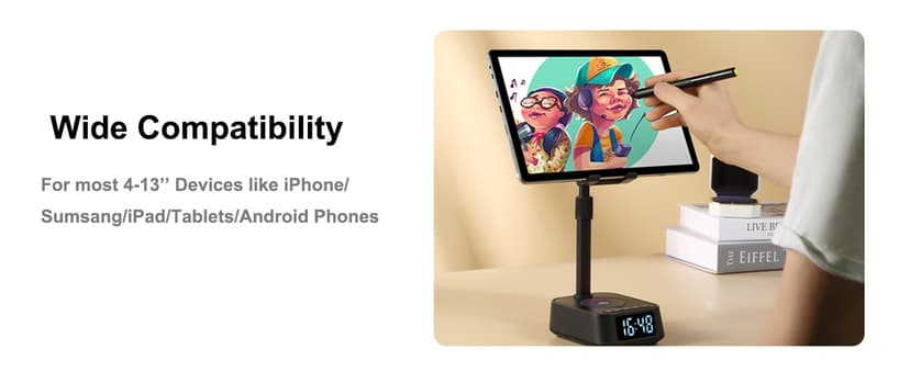 Gifts for Men Women, Adjustable Phone Stand Bluetooth Speaker, Birthday Gifts Him Husband, Phone Holder for Kitchen Desk Bedroom, Cool Tech Gadget for Dad Mom Boyfriend, Christmas Ideal