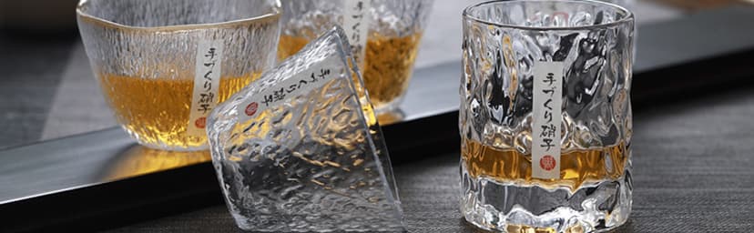 BXT Japanese Whiskey Glass - Handmade Old Fashioned Tumbler | Crystal Hammer Figure Finish | Thickened Drinking Cup for Whiskey Beer Brandy Cocktail Scotch for Men Dad Daddy Fathers Day