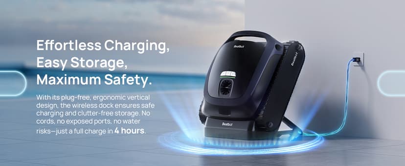 (2025 Upgrade) Beatbot AquaSense 2 Cordless Robotic Pool Vacuum Cleaner, Smart Surface Parking, Double-Pass Waterline Scrubbing, Cleans Floor, Walls and Waterline, Light Blue