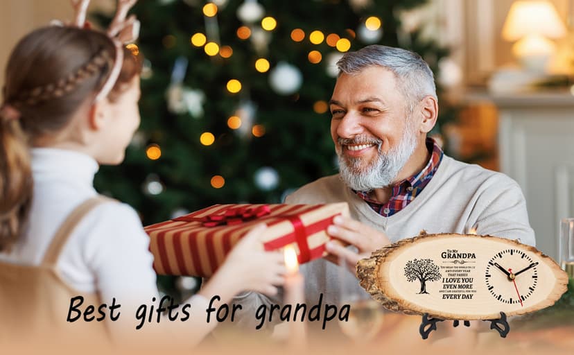 BeauGift Gifts for Grandpa Wooden Clock, Birthday Gifts for Grandpa from Granddaughter Grandchild, Best Grandpa Ever Gifts to My Grandpa Gifts