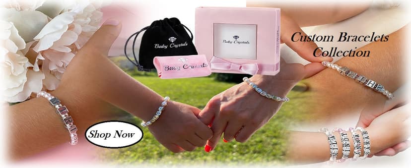 Baby Crystals Pearl Bracelets for Girls, Sterling Silver Cross Charm, Baptism Gifts for Girl, Baby Bracelet with Simulated White Pearls and Crystals, Girls Jewelry Birthday Gift