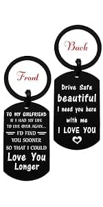 ENGZHI Love Wife Gifts, Drive Safe I Love You Keychain for Mothers Day Anniversary Valentines Christmas