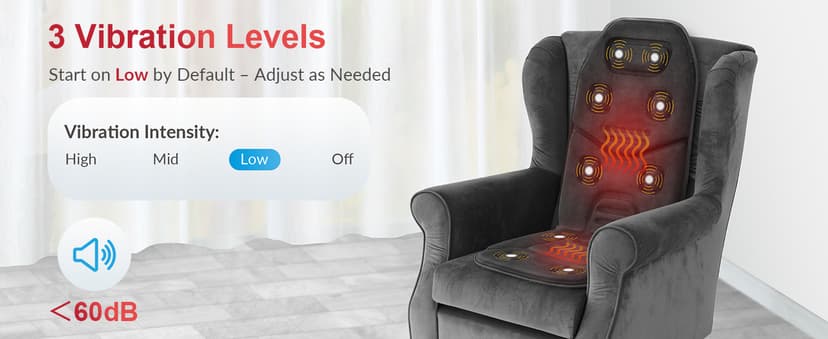 COMFIER Back Massager Seat Cushion with Heat,10 Vibration Motors, Massage Chair Pad,Chair Massager for Pain Relief at Office/Home,Christmas Gifts for Men Women