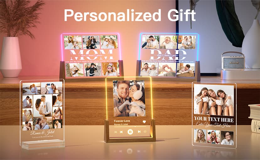 Personalized Dad Gifts for Fathers Day, Custom Fathers Day Gift from Daughter Son Kids, Customized Dad Gifts for Husband from Wife, Unique Best Dad Picture Frame with Your Photos