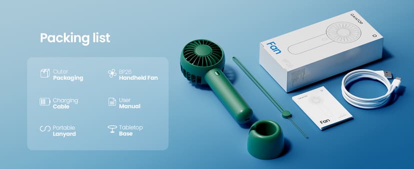 Gaiatop Mini Portable Fan, Navy Green, Cute Design, Rechargeable Battery, Handheld and Desktop, Small and Light