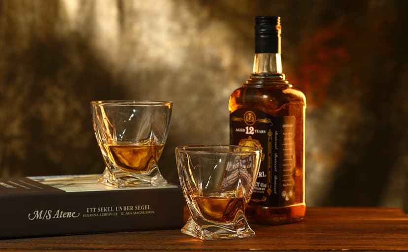 Whiskey Rocks Glass, Set of 4 (2 Crystal Bourbon Glasses, 2 Round Big Ice Ball Molds) In Gift Box - 11 Oz Old Fashioned Glasses for Scotch Cocktail Rum Cognac Vodka Liquor, Unique Gifts for Men