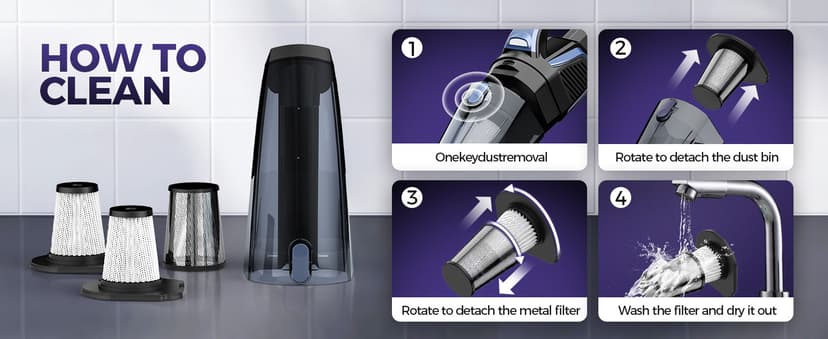 Pet Hair Handheld Vacuum Cordless: 20000PA High Power Car Vacuum with Motorized Brush and LED Light, Rechargeable Hand Held Vacuum Cleaner with Reusable Filter for Car, Home, Office & Pet, Blue