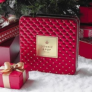 Christmas Chocolate Gift Basket – Gourmet Holiday Snack Gift Box Idea in Keepsake Tin – Men, Women, Corporate, Food Set- Bonnie and Pop