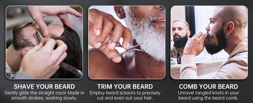 Isner Mile Beard Grooming Kit for Men Care: Trimming Sets with Beard Wash - Oil - Balm - Brush - Comb & Straight Razor, Birthday Christmas Gifts Mens Stocking Stuffers for Him Boyfriend Dad Husband