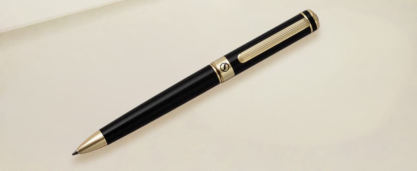 Scriveiner Black Lacquer Ballpoint Pen -Stunning Luxury Pen, Real Gold Plating, Schmidt Black Refill, Best Gift Set for Men & Women, Professional Executive Office, Nice Fancy Designer Pens