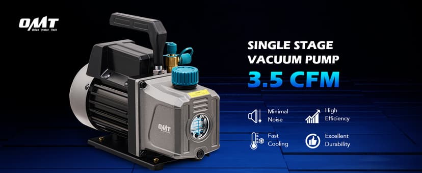 Orion Motor Tech Vacuum Pump, 3.5 cfm 1/4 hp HVAC Single Stage Vacuum Pump for R12 R22 R134a R410a R502, Auto AC Vacuum Pump Kit for Automotive Air Conditioner Resin Degassing & More, Oil Included