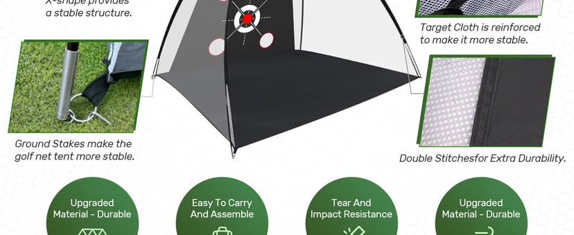 Golf Net, 10x7FT with Golf Practice Mat, Hitting Aid Nets for Backyard Driving Chipping Training Swing with Targets Outdoor or Indoor– Gifts for Men/Dad/Him