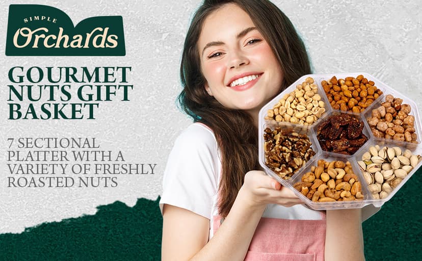 Holiday Nuts gift Basket - With a Variety of Freshly Roasted Nuts - Beautifully Packaged Gift Baskets for Men, Sympathy Basket For Dad, Christmas Healthy Gift.