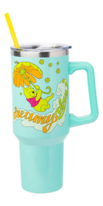 Silver Buffalo Sanrio Hello Kitty Waving Stainless Steel Tumbler with Handle and Straw, Fits in Standard Cup Holder, 40 Ounces