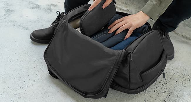 tomtoc Travel Backpack 40L, TSA Friendly Flight Approved Carry-on Luggage Hand Water-resistant Lightweight Business Rucksack, Durable Large Weekender Bag Daypack Fits 17.3 Inch Laptop, PFAS Free