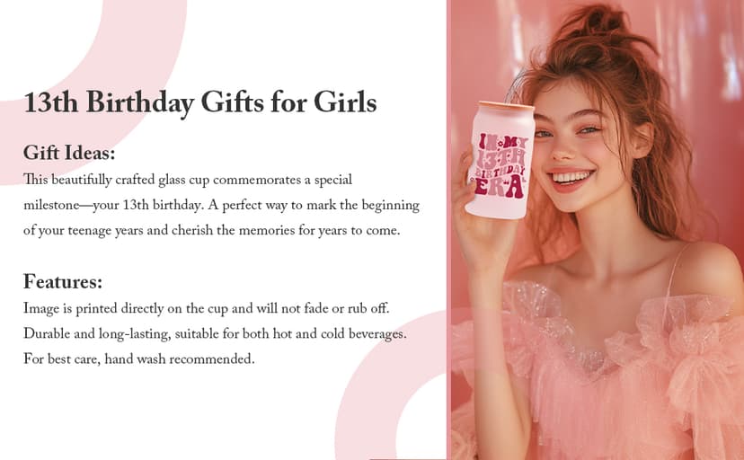 13th Birthday Gifts for Girls,13 Birthday Girl Gift,13 Years Old Girl Gift Ideas,8 Pcs Unique 13th Gifts for Daughter, Niece, Granddaughter, Official Teenager