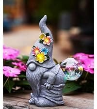 Nacome Solar Garden Outdoor Statues Turtle with Succulent and 7 LED Lights - Lawn Decor Tortoise Statue for Patio, Balcony, Yard Ornament - Unique Housewarming Gifts