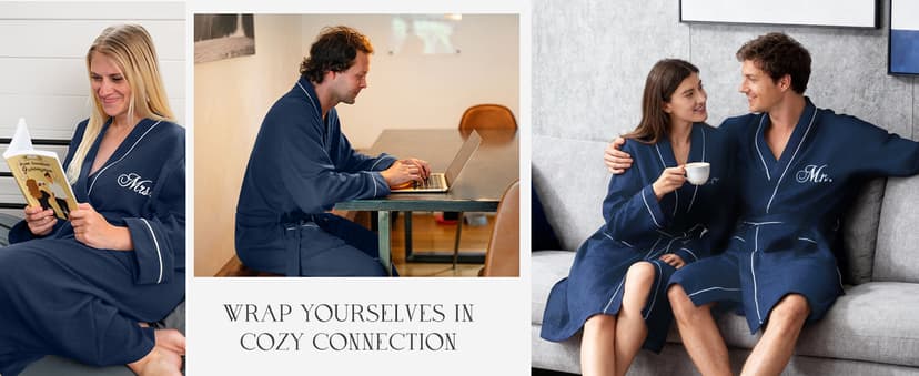 AW BRIDAL Mr and Mrs Waffle Knit Robe Set for Wedding Engagement Gifts, Anniversary Matching Robes for Couples, Women and Men