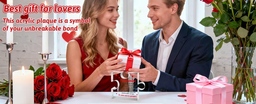Yopyame Romantic Gifts for Him - Engraved Acrylic Block Puzzle Spanish Romantic Gifts Christmas Gift to My Man Anniversary Valentine's Day Acrylic Keepsake Paperweight Gift for Him Boyfriend Husband